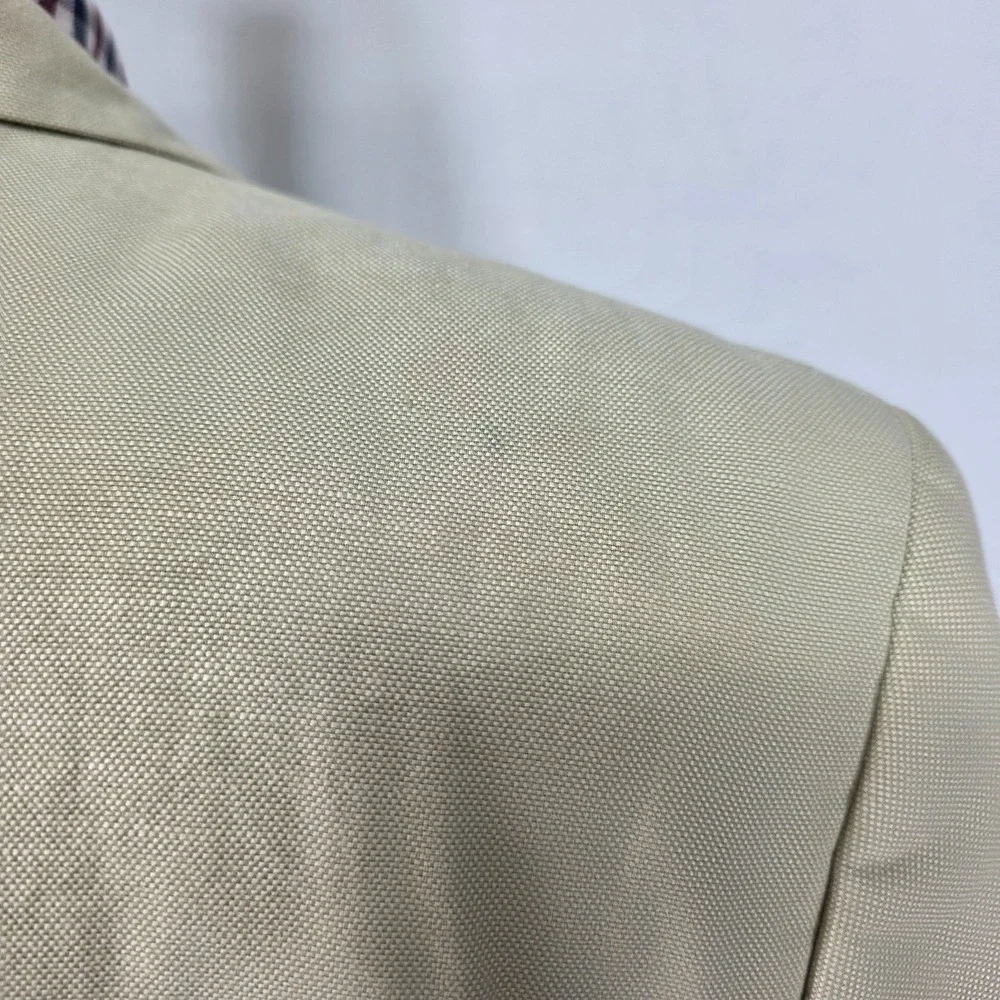 Tommy Hilfiger Men's Sport Coat Blazer Two Button Beige Linen Cotton‎ Blend 44L